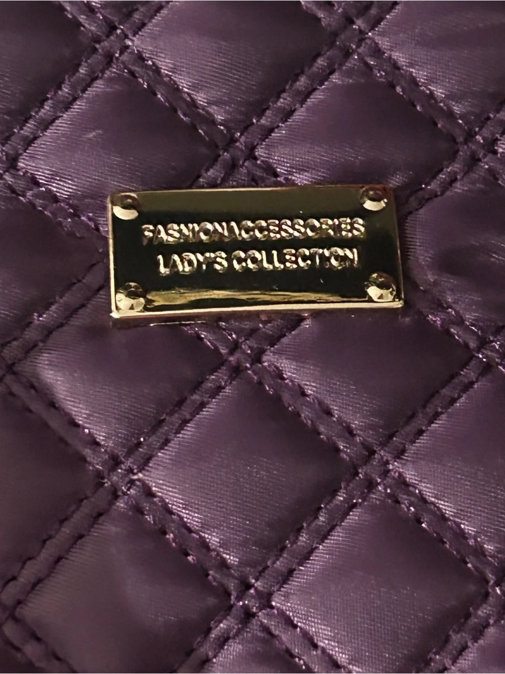 Fashion Accessories Lady’s Collection Purple Quilted Tote
